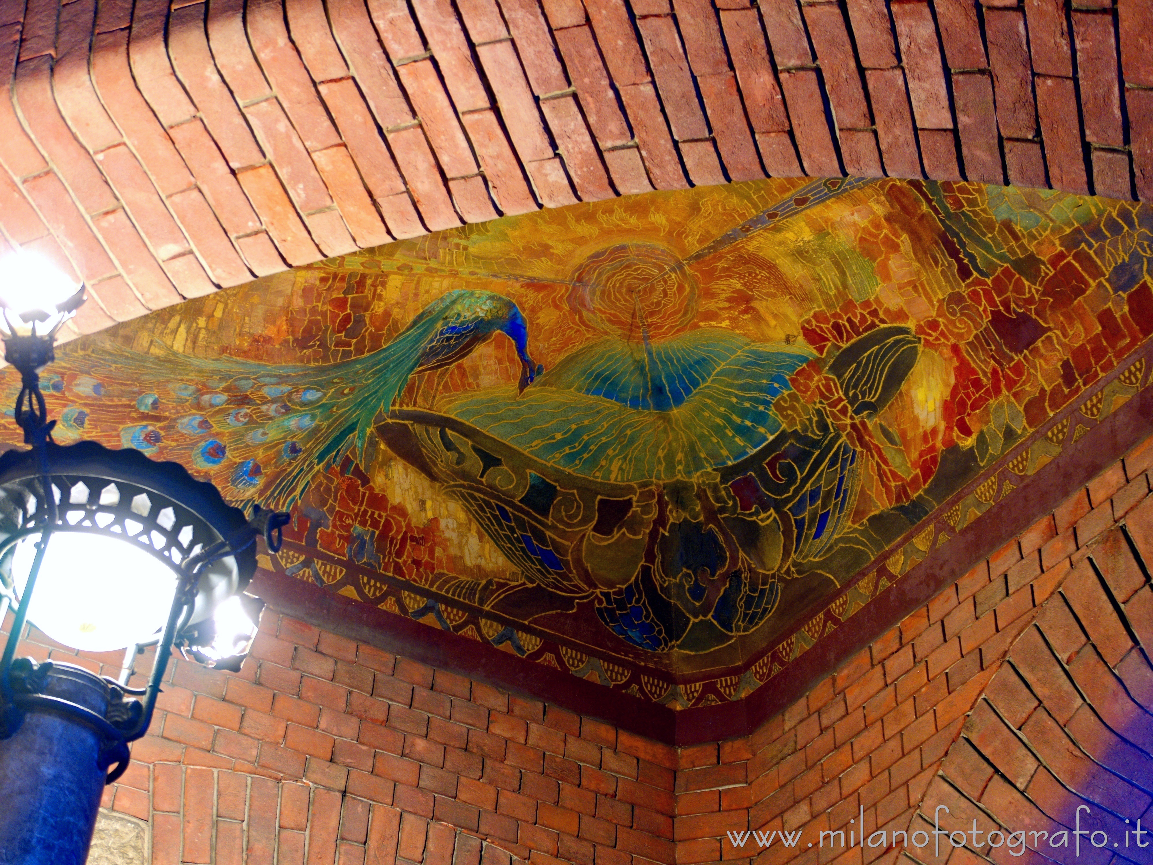 Milan (Italy) - Art nouveau decorations in the entrance hall the Berri Meregalli Palace in the Quadrilateral of Silence